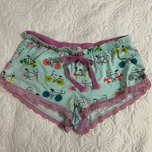 PJ Salvage sleep short mint green with purple lace trim size small